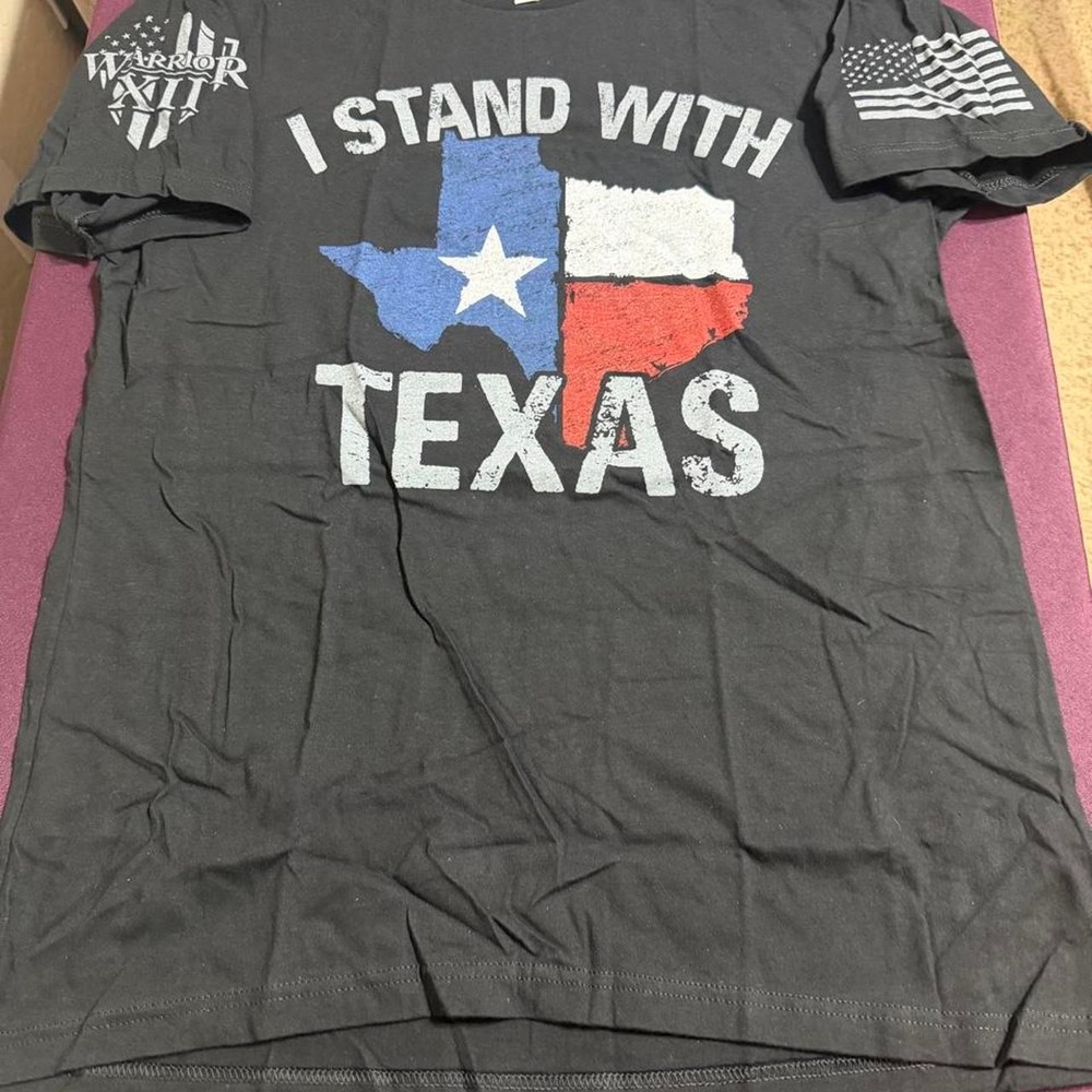 Warrior XII American Apparel I Stand With Texas Flag Graphic T-Shirt Black L